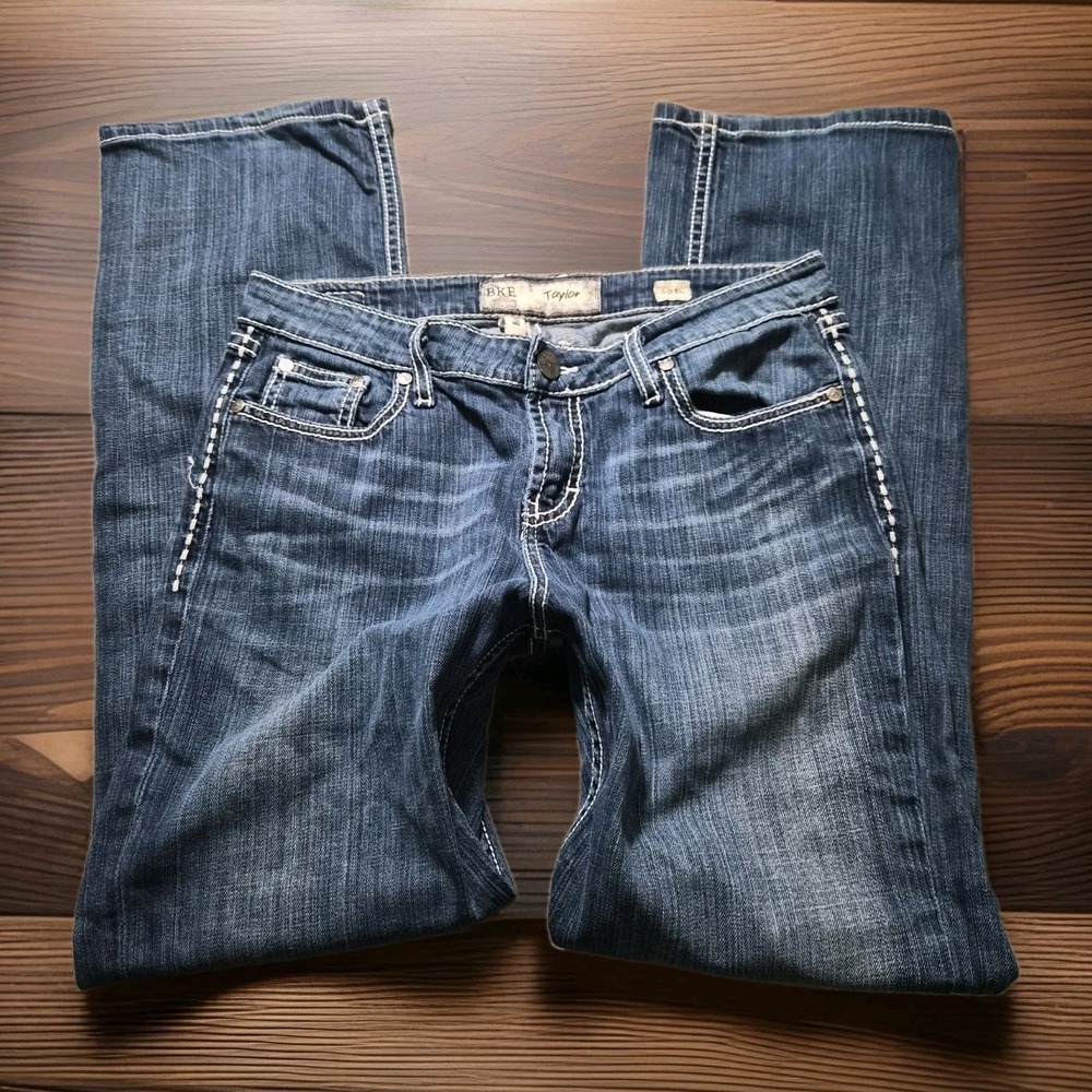 Y2k BKE Denim Taylor Women's Jeans 30x31.5 Bootcut Flare Thick Stitch Western